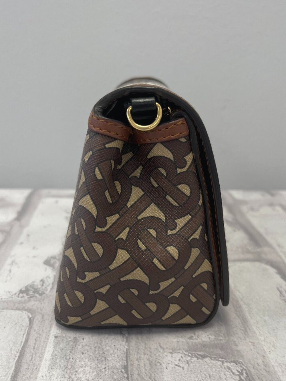 Burberry TB Monogram Coated Canvas & Leather Hackberry Shoulder Bag - Preowned - Picture 10 of 16